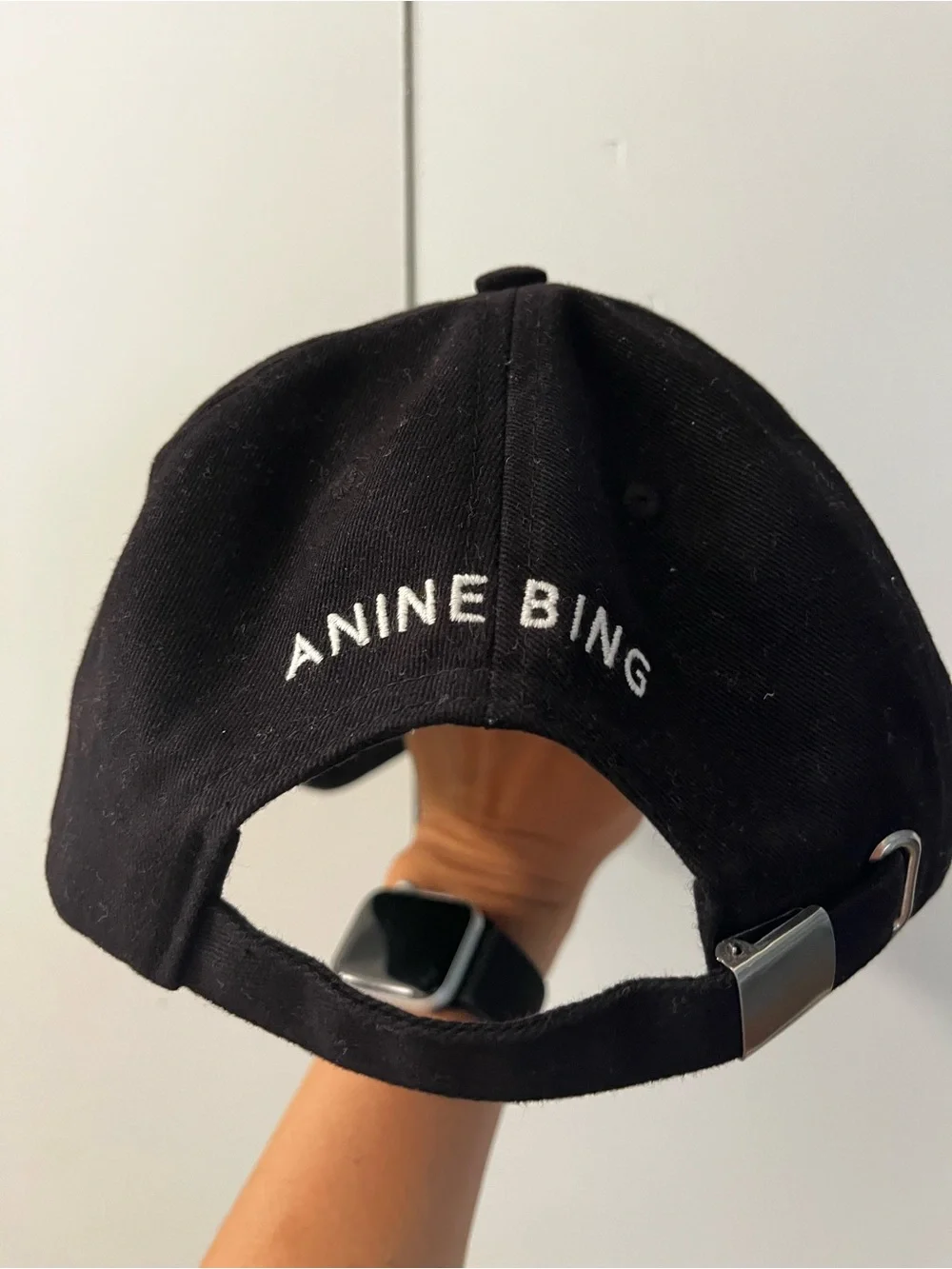 Anine Bing Black Cap with White Logo Embroidery